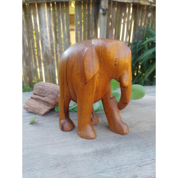 Vintage Hardwood Elephant // Decorative Wood Figurine - Picture 1 of 10